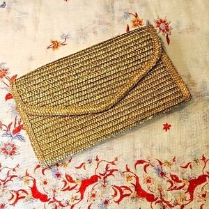 Jennifer Moore Straw Woven Clutch Purse EUC